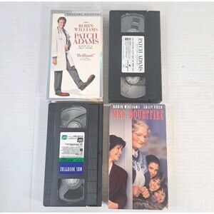 Robin Williams Mrs. Doubtfire Patch Adams VHS Lot Comedy Drama Movies Tested